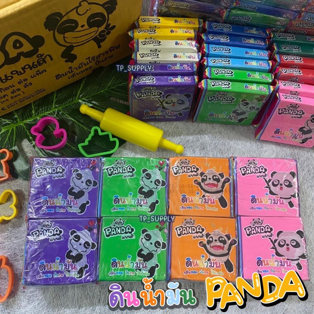 ดินน้ำมันยกลัง Panda ดินน้ำมันไร้สารพิษ รุ่นเเพนด้าบิ๊ก [ยกลัง144ก้อน] คละสี ขนาดก้อนละ 90 กรัม