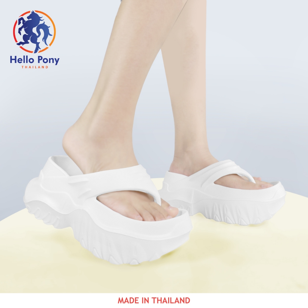 Hello Pony  รุ่น MHM4002 รองเท้าส้นสูงยางนิ่ม รองเท้าแตะหูหนีบ แฟชั่น EVA ใส่แล้วสูงเพรียว สินค้าผลิตจากไทย