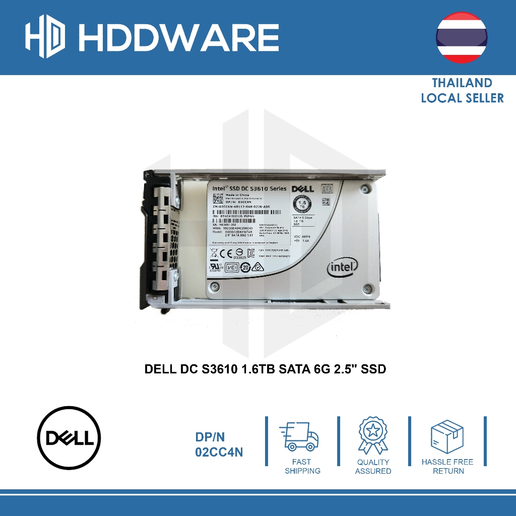 DELL DC S3610 1.6TB SATA 6G 2.5" SSD // 02CC4N // 400-AIGF // SSDSC2BX016T4R