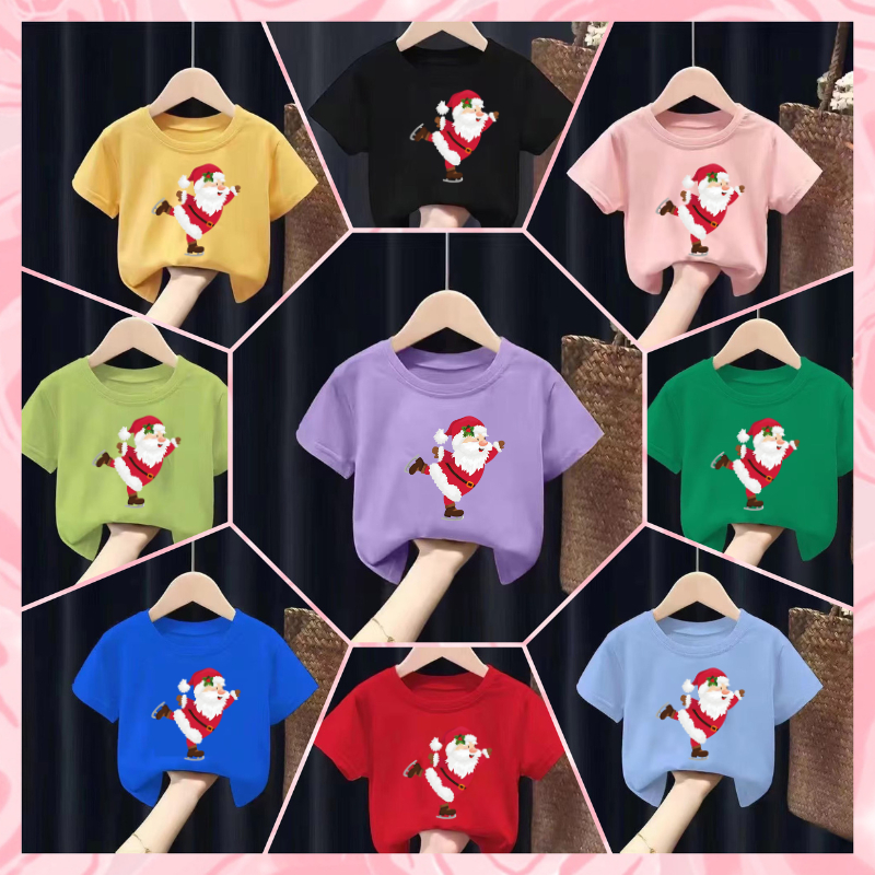 Hot2024 เสื้อยืดเด็กพิมพ์ลายการ์ตูน วันคริสมาส Merry Christmas น่ารักๆๆๆๆ ผ้าฝ้าย Pattern 623