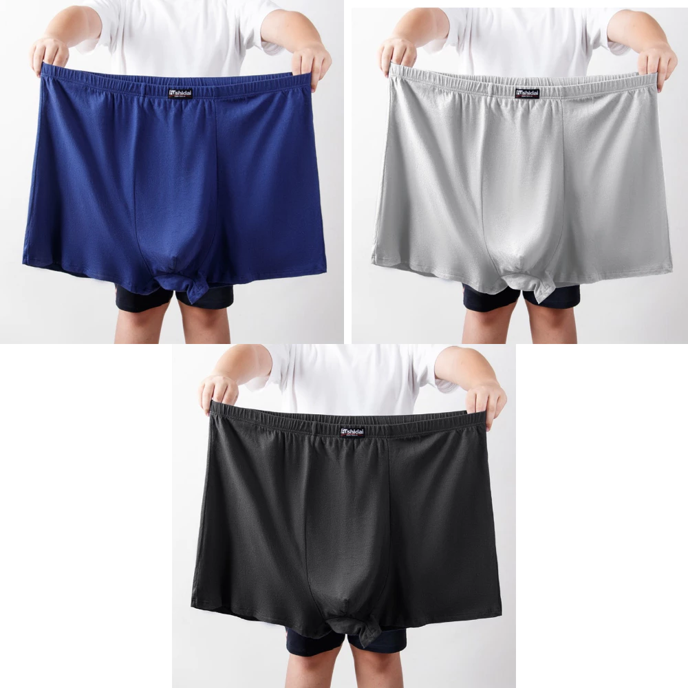 1 เซท 3ตัว 3 สี กางเกงบ๊อกเซอร์ไซส์พิเศษ 5XL - 9XL กางเกงในชายผ้าฝ้าย สำหรับคนรูปร่างสูงใหญ่