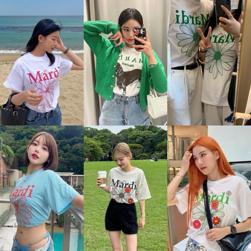 (พร้อมส่ง/ของแท้) เสื้อยืด Mardi Mercredi - Flower_DDANJI_Slim