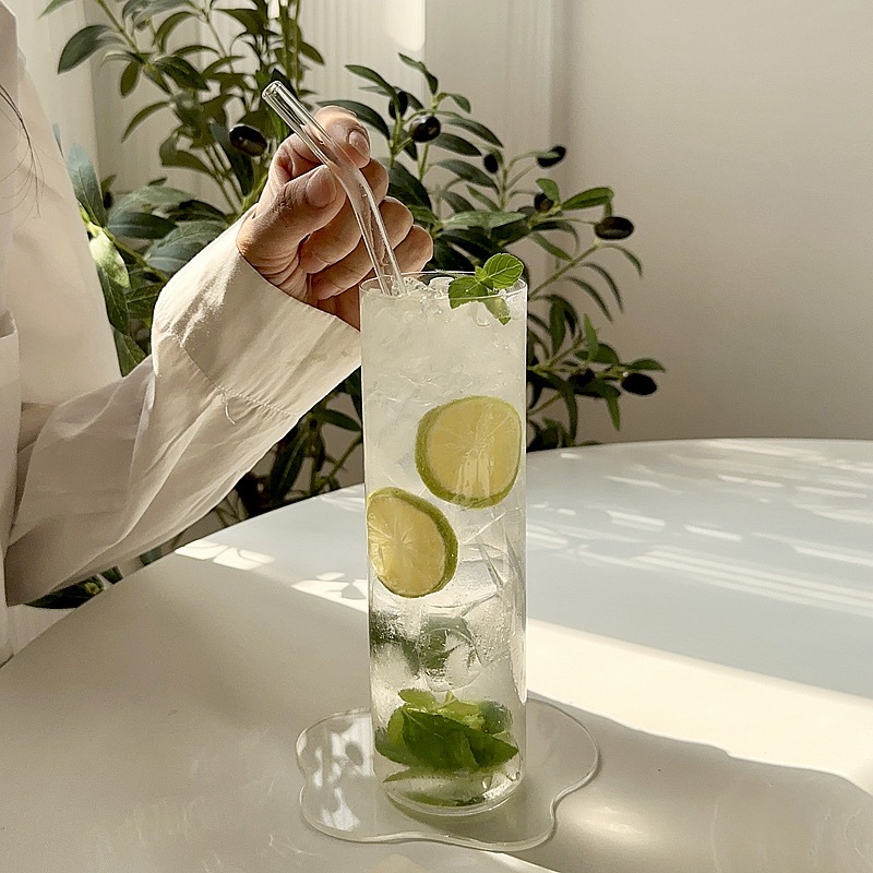 พร้อมส่ง แก้วทรงสูง ใส่เครื่องดื่มเย็น แก้วทรงกระบอกยาวใส่  เครื่องดื่มผลไม้เย็น แก้วคาร์เฟ่ - รูปที่ 7