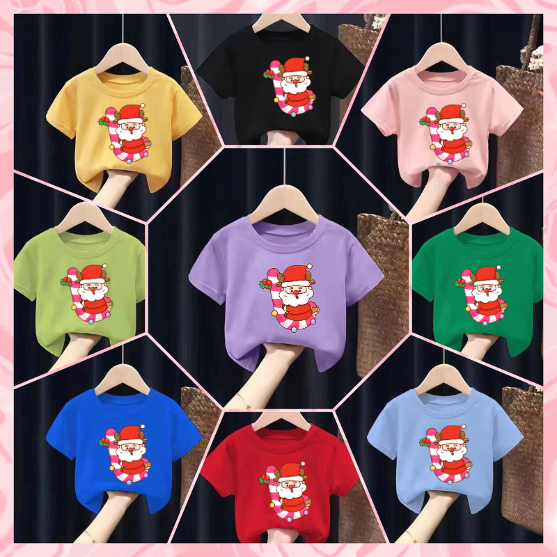 Hot2024 เสื้อยืดเด็กพิมพ์ลายการ์ตูน วันคริสมาส Merry Christmas น่ารักๆๆๆๆ ผ้าฝ้าย Pattern 631
