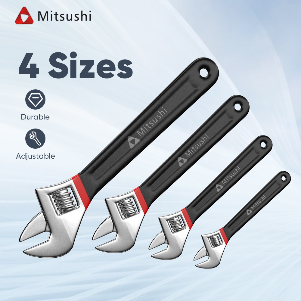 Mitsushi ประแจเลื่อน8-12 นิ้ว พร้อมด้ามจับพลาสติก ประแจเลื่อนอุตสาหกรรม ระแจปากตายขยายขนาด ประแจอเนกประสงค์ กุญแจเลื่อน
