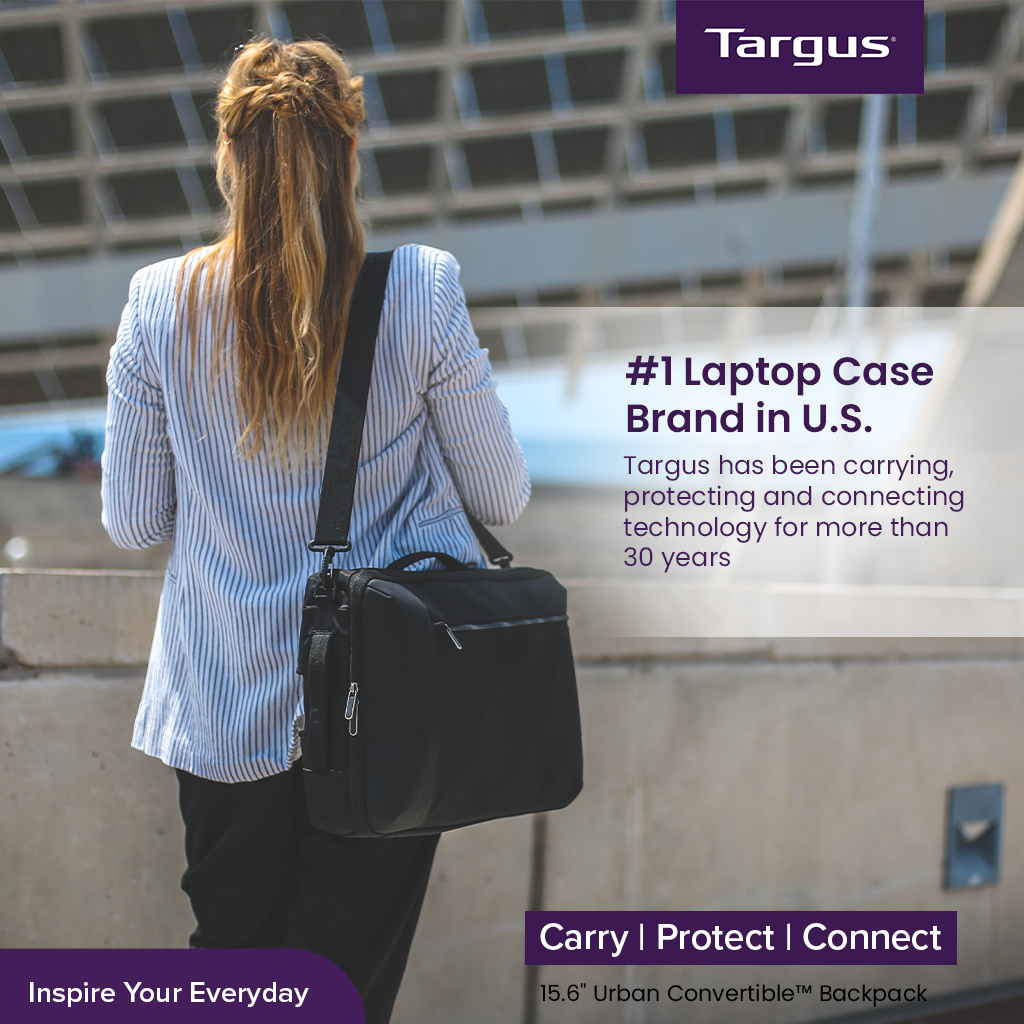 Targus Urban Convertible Backpack (TBB595GL) กระเป๋าเป้สำหรับใส่โน๊ตบุ๊ค 15.6" มีสไตล์ ดีไซน์ตอบโจทย์ทุกการใช้งาน