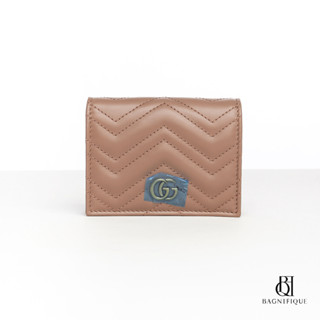 NEW GUCCI WALLET MARMONT SHORT BEIGE CALF GHW