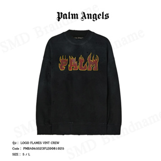 PALM ANGELS เสื้อสเวตเตอร์ รุ่น LOGO FLAMES VINT CREW Code: PMBA065S23FLE0081025