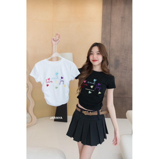 เสื้อครอปปักหัวใจรุ้ง ป้ายjarinya