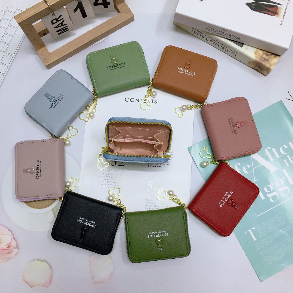 DNN23-1#กระเป๋าสตางค์ใบสั้น มีซิปใบสำหรับใส่เหรียญ มีช่วงใส่บัตรงทั้งหมด4ช่อง วัดสุด:หนังPU รุ่นใหม่！