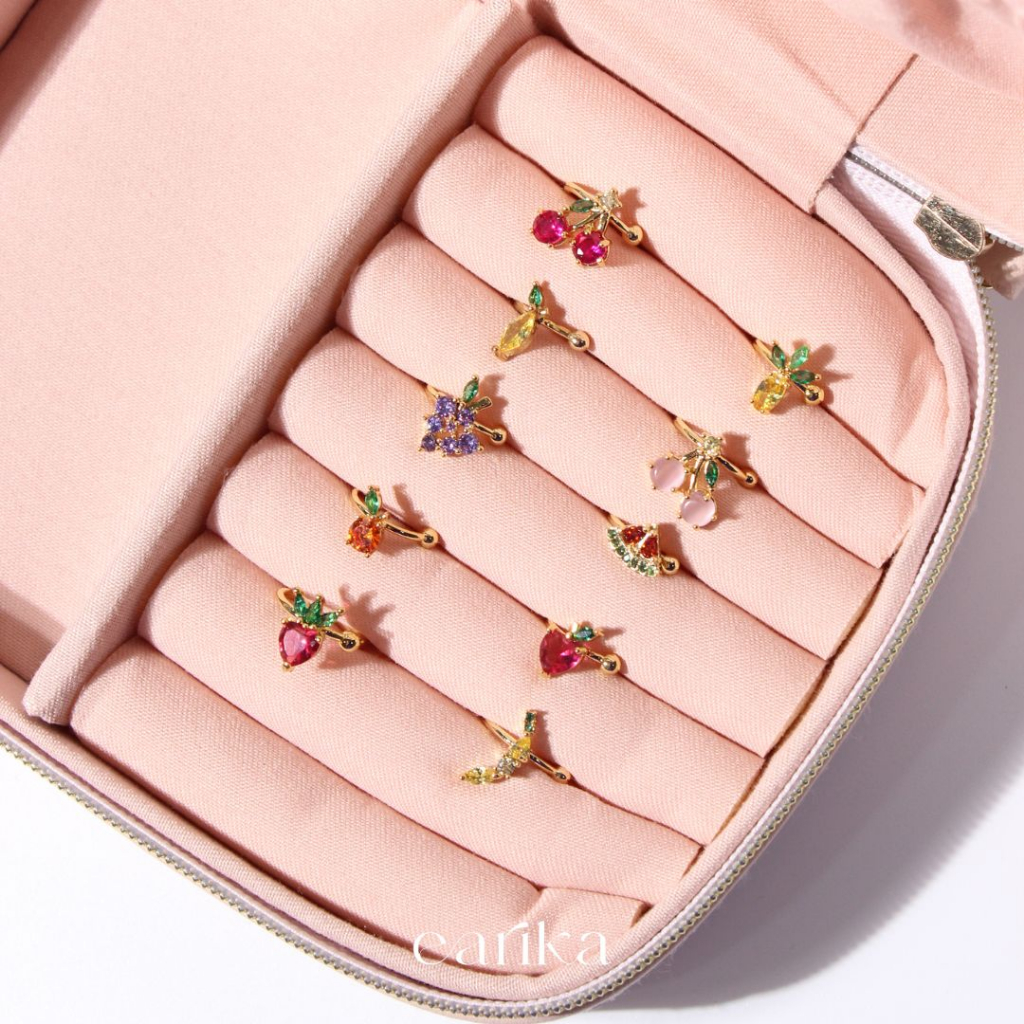 earika.earrings - fruity cuff ต่างหูหนีบรูปคริสตัลผลไม้หลากสี (ราคาต่อชิ้น) มีให้เลือก 10 แบบ เหมาะสำหรับคนแพ้ง่าย