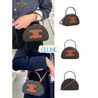 100% แบรนด์ใหม่และแท้ 23 ใหม่ CELINE HALF MOON CASE กระเป๋าถือกระเป๋าสะพายข้างเดียว