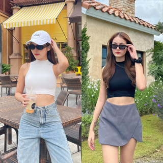 Olivia Crop เสื้อครอปคอเต่าแขนกุด (3006)