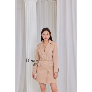 Lalisa999ราคาถูกที่สุด!! Summer D 9986 Blazer dress กระดุมสีทอง+เข็มขัด