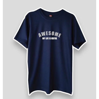 AWESOME เสื้อยืดคอตตอนแท้ (XL-3XL)อก54ใส่ได้