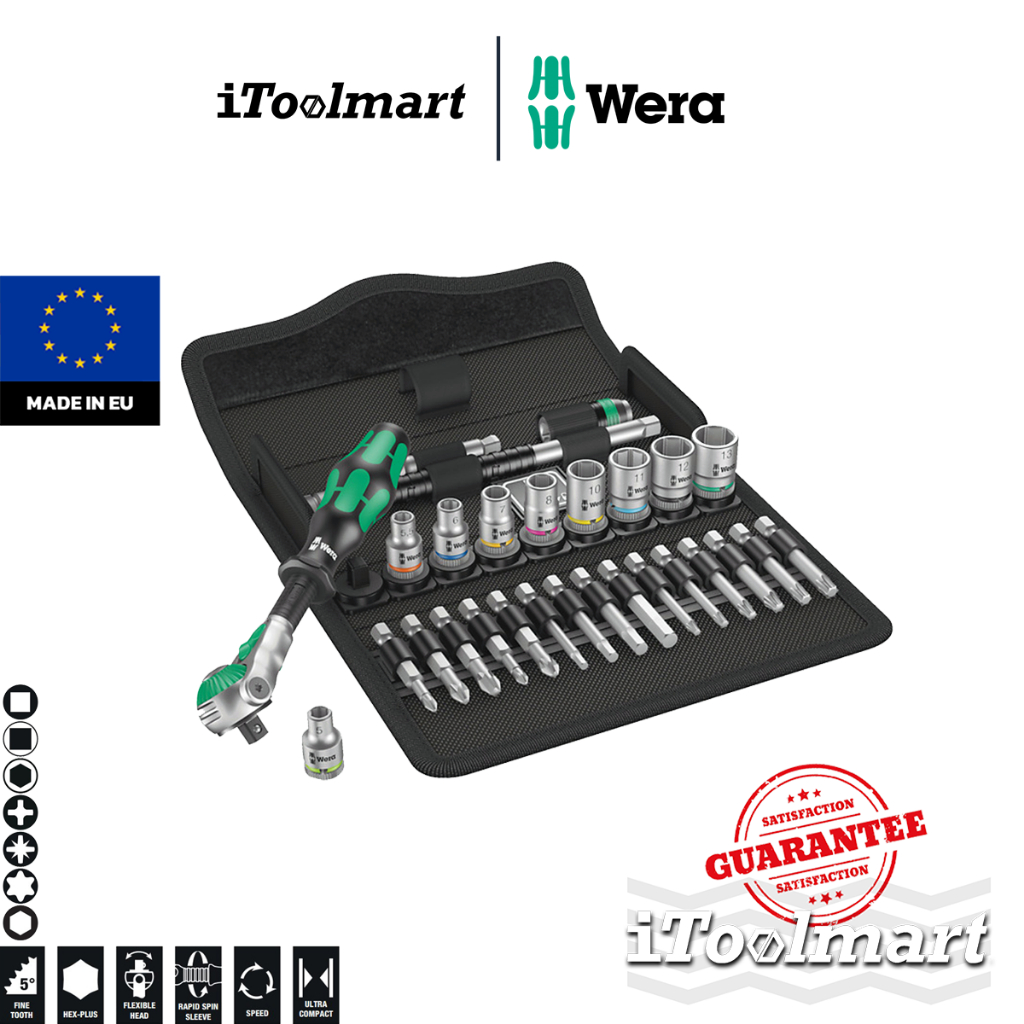 WERA ชุดประแจ Zyklop Speed 8100 SA 6 ขนาด 1/4 นิ้ว 05004016001 ชุด 28 ชิ้น