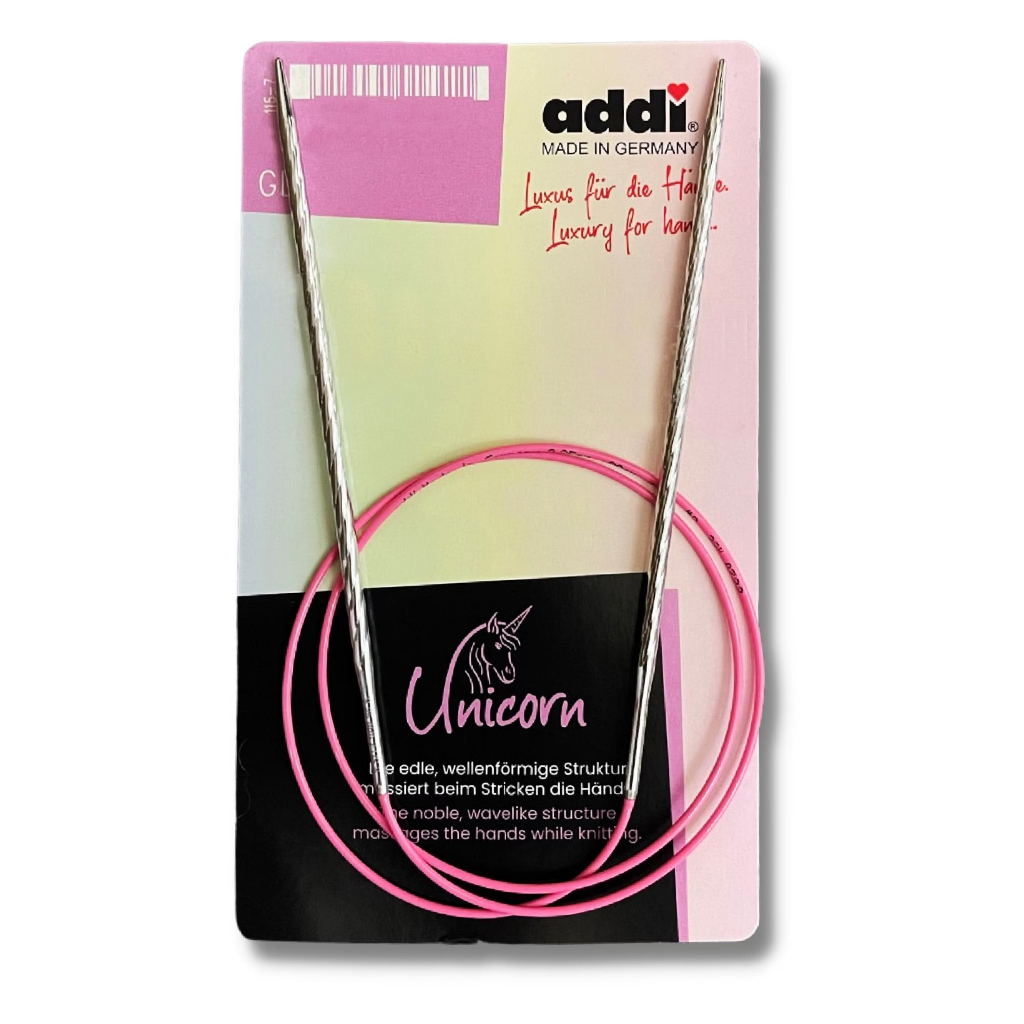 Addi Unicorn Circular Knitting Needle ไม้นิตโค้งรุ่นยูนิคอร์น สายสีชมพู Made in germany (115-7)