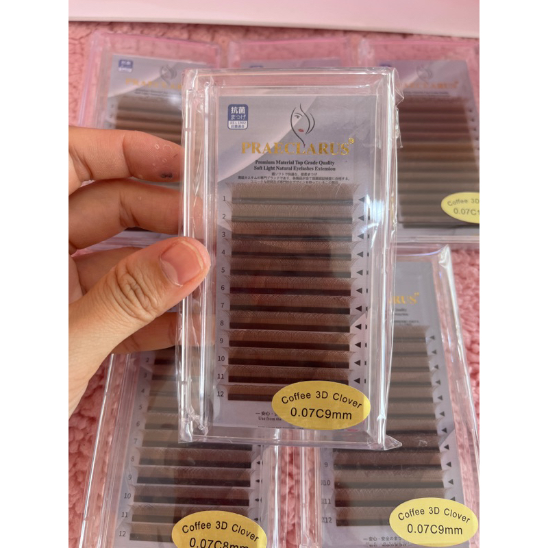 พร้อมส่งในไทย! ขนตามิงค์ญี่ปุ่น สีน้ำตาล ตัวW(3D)/C0.07 PRAECLARUS