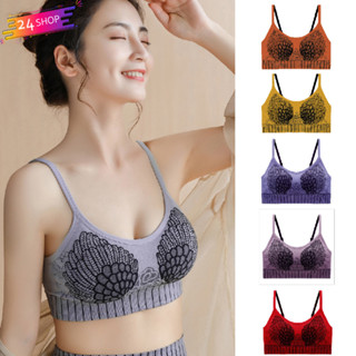 SB-119 Sport Bra สปอร์ตบราสายเดี่ยว ลายปีกนก ชุดชั้นใน เสื้อในคนอ้วน สปอร์ตบราไซส์ใหญ่ บราออกกำลังกาย[24Shop]