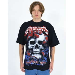 BTHD เสื้อยืดคอฟิต รุ่น METALLICA SAD BUT TRUE สีดำ สไตล์วินเทจ