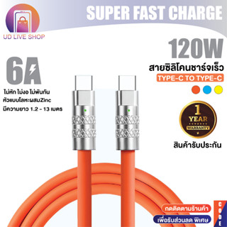 สายชาร์จเร็วมาก Type C to Type C (120W 6A)   ซิลิโคนเหลว ชาร์จเร็ว สายเคเบิลข้อมูล สําหรับ Huawei Xiaomi ยาว 2-13 เมตร