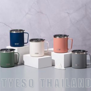 TYESO แท้✅ TYESO แก้วน้ำ แก้วกาแฟ มีหูจับ เก็บอุณหภูมิร้อน-เย็น แก้วยกดื่ม ขนาด400ml. TS-8789