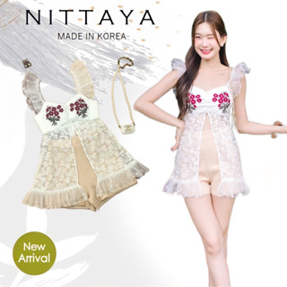 NITTAYA เซตเสื้อลูกไม้ผ่าหน้า+กางเกงขาสั้น(*สอบถามสต๊อกก่อนกดสั่งน๊า)