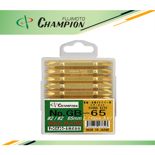 ดอกไขควงลม 2 หัว แฉก PH2 x 65 mm. สีทอง (10 ดอก "1 กล่อง") NO.GB-65 ยี่ห้อ CHAMPION