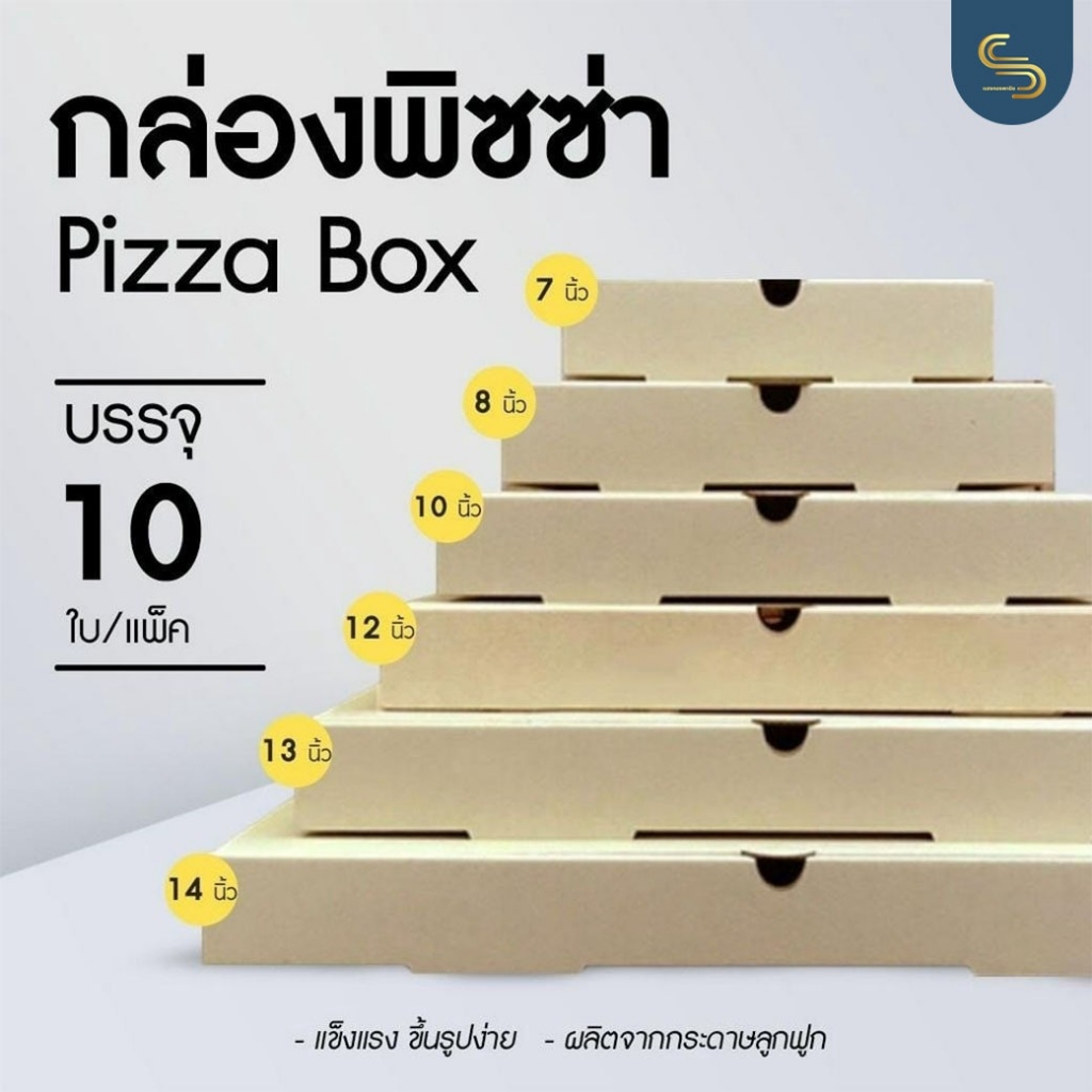 (10ใบ) กล่องพิซซ่า pizza box 8/10/12/13/14 นิ้ว กล่องกระดาษลูกฟูก กล่องกระดาษใส่อาหาร กล่องเกี๊ยวซ่า