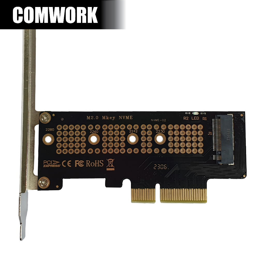 การ์ดแปลง PCIe X4 to M.2 NVMe Gen4 Gen3 4.0 3.0 ADAPTER M2 SSD HARDDISK ฮาร์ดดิสก์ M KEY COMWORK