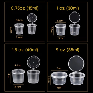 ถ้วยน้ำจิ้มฝาพับ กระปุกซอส FLIP CAPมี 5 ขนาด 0.75oz, 1oz, 1.5oz, 2oz, 3oz แพ็คละ 96-100 ชิ้น