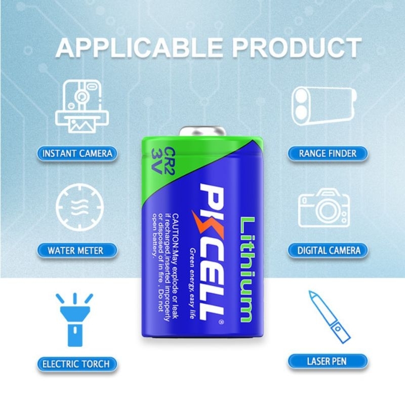 [ 2 ก้อน PK. / CR 2 ]  PKCELL CR2ถ่านไฟฟ้า CR 15270 CR 15266 3V Non-Rechargea สำหรับกล้อง