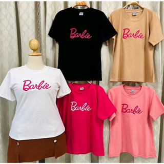 ย.30เสื้อคอกลมปักBarbieผ้ายูนิโคล่ อก40-50ยาวคลุมสะโพก