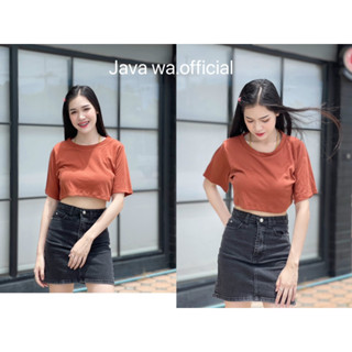 🔥Java wa shop🔥เสื้อครอปคอกลมโอเวอร์ไซซ์ เอวลอย