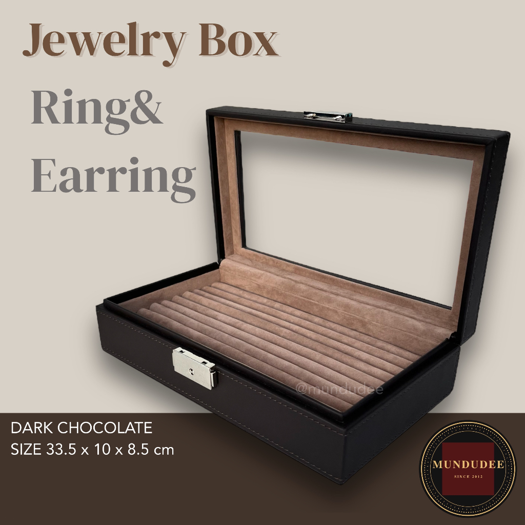 กล่องใส่เครื่องประดับสำหรับแหวนและต่างหู Leather Earring and Ring Box