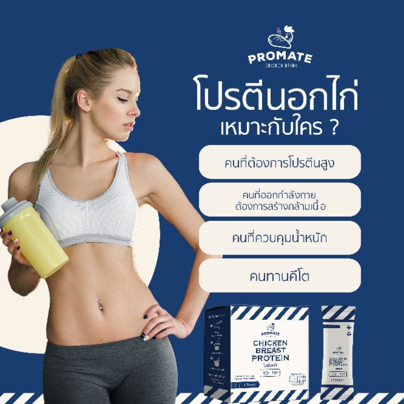[กล่อง 10 ซอง] โปรตีนอกไก่ชงดื่ม Promate ดื่มได้ทุกวัย โปรตีนสูง แพ้นมกินได้ อร่อยไม่คาว