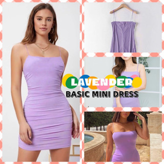 Liah มินิเดรส สายเดี่ยว —สีม่วงลาเวนเดอร์ Lavender🔮— Basic Mini Dress **มีฟองน้ำในตัว**