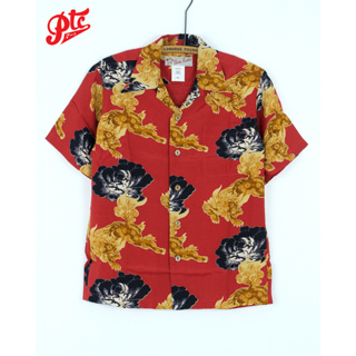 เสื้อฮาวายแขนสั้น HULA KEIKI HK-19013 SHISHI RED