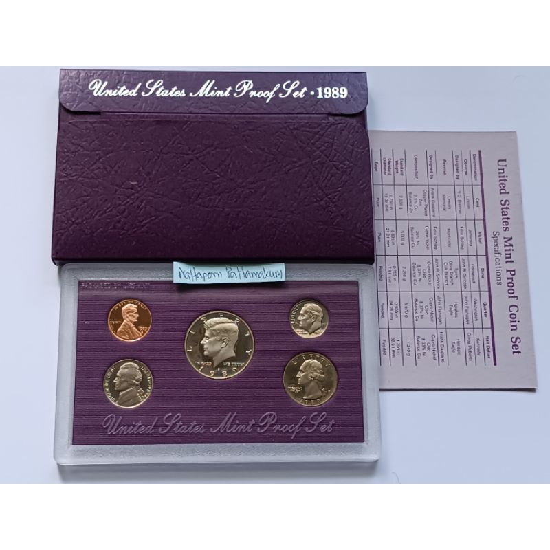 USA ชุดเหรียญขัดเงา 5 เหรียญ ปี 1989-S