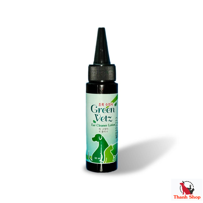 Green Vetz Ear Cleaner 50 ml. หยอดหู ป้องกันไรในหู ดับกลิ่นหู ล้างหู น้ำยาล้างหู ฆ่าไร ในหู สุนัข แมว สูตรสมุนไพรไทย