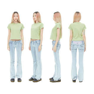 * NEW * BTN15 Mole green สีเขียวตุ่น Baby Tee Cotton100% USA NO. 40 รุ่นยืดหยุ่นสูง