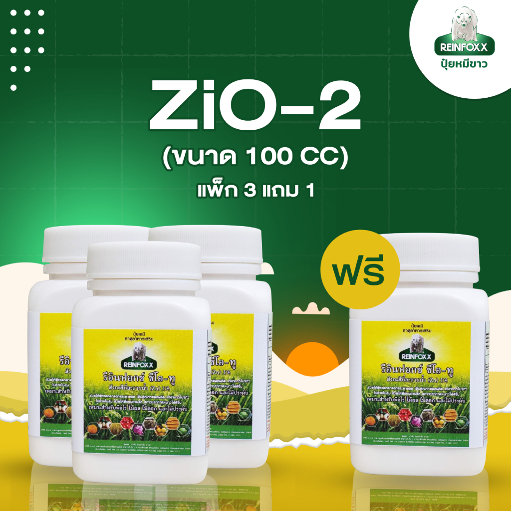 ปุ๋ยหมีขาวรีอินฟอกซ์ รุ่น ZiO-2 (100 cc) (แพ็ก 3 แถม 1) (Zinc ซิงค์ สังกะสีพืช)