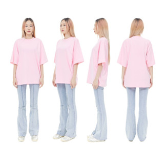 ON06 Pink สีชมพู Oversize Cotton100% USA NO. 40 รุ่นยืดหยุ่นสูง