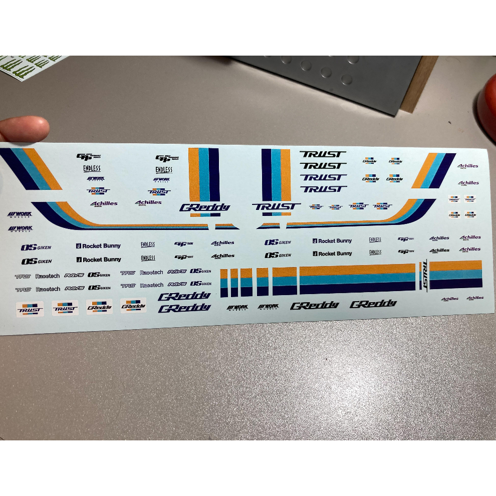 1/24 decal water slide greddy trust achilles tire racing rocket bunny สำหรับโมเดล 1/24 ดีคอล หมึกรอง
