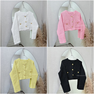 🧡CN Tweed Blouse (ตัวสั้น) งานสไตล์ CN รุ่นใหม่ล่าสุดเลยรุ่นนี้เป็นทรงครอปนิดๆ - Swanashop