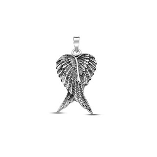 Silver double wing feather pendant/จี้ขนนกปีกคู่สีเงิน