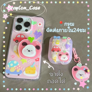 🌷Braylon🌷จัดส่งภายใน24ชม ขาตั้ง ถอดได้ การ์ตูน ลูกสุนัข สีชมพู iphone 11 14 pro max ป้องกันการหล่น case for iPhone 12 13