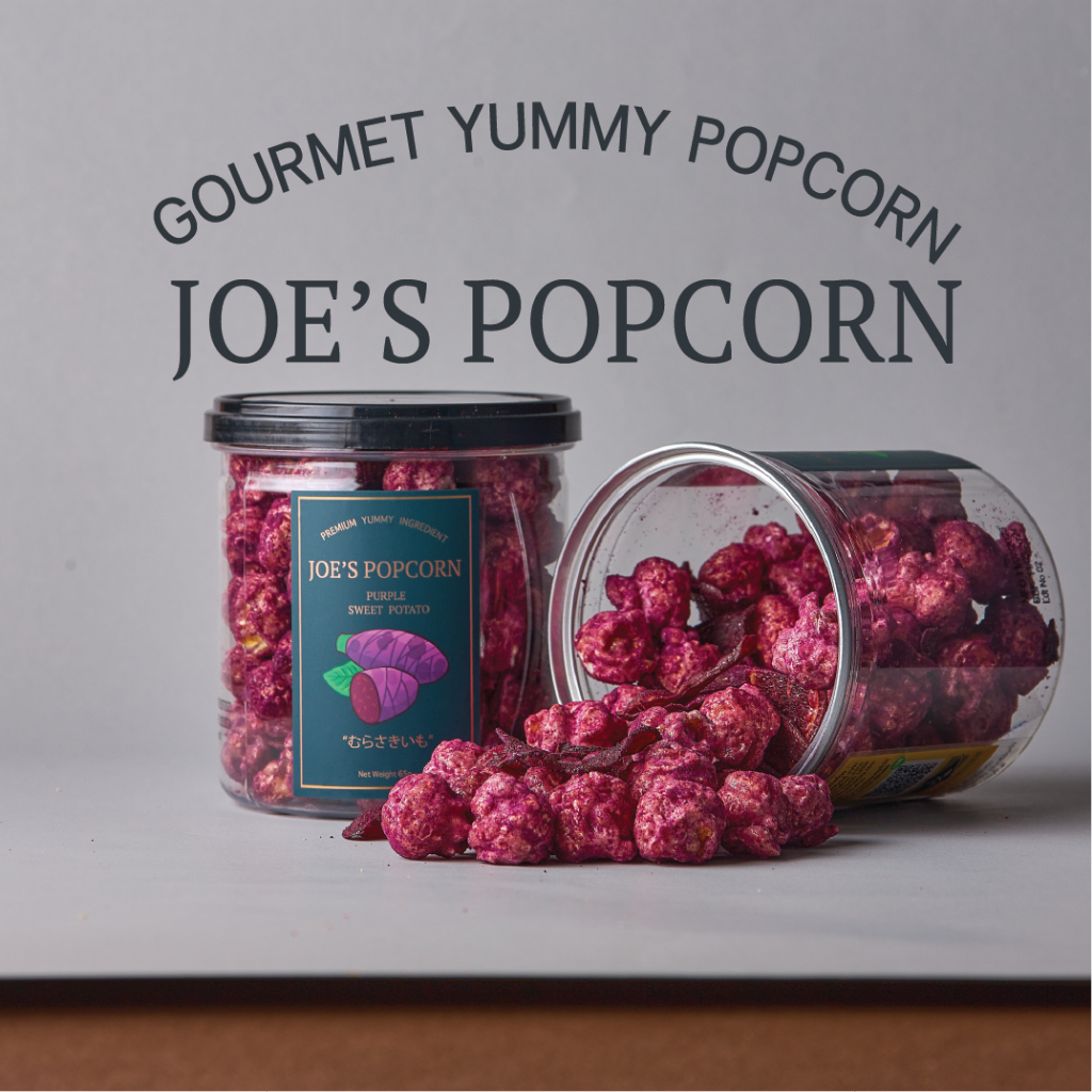 โจป๊อปคอร์น Joe's Popcorn ข้าวโพดอบกรอบ แบบกระปุก 65 กรัม  รสมันม่วงญี่ปุ่น