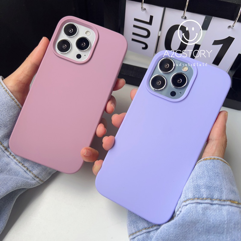 เคสซิลิโคนกำมะหยี่สีพื้น Blackcrurrent/Lavender สำหรับรุ่นไอโฟน 78SE20-16 16plus 16pro 16promax