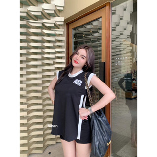 🧸เซตMiumiu เข้าใหม่ปังมากคร่า🤍🖤 " เสื้อแขนกุด + กางเกงขาสั้นเป๋า2ข้าง"